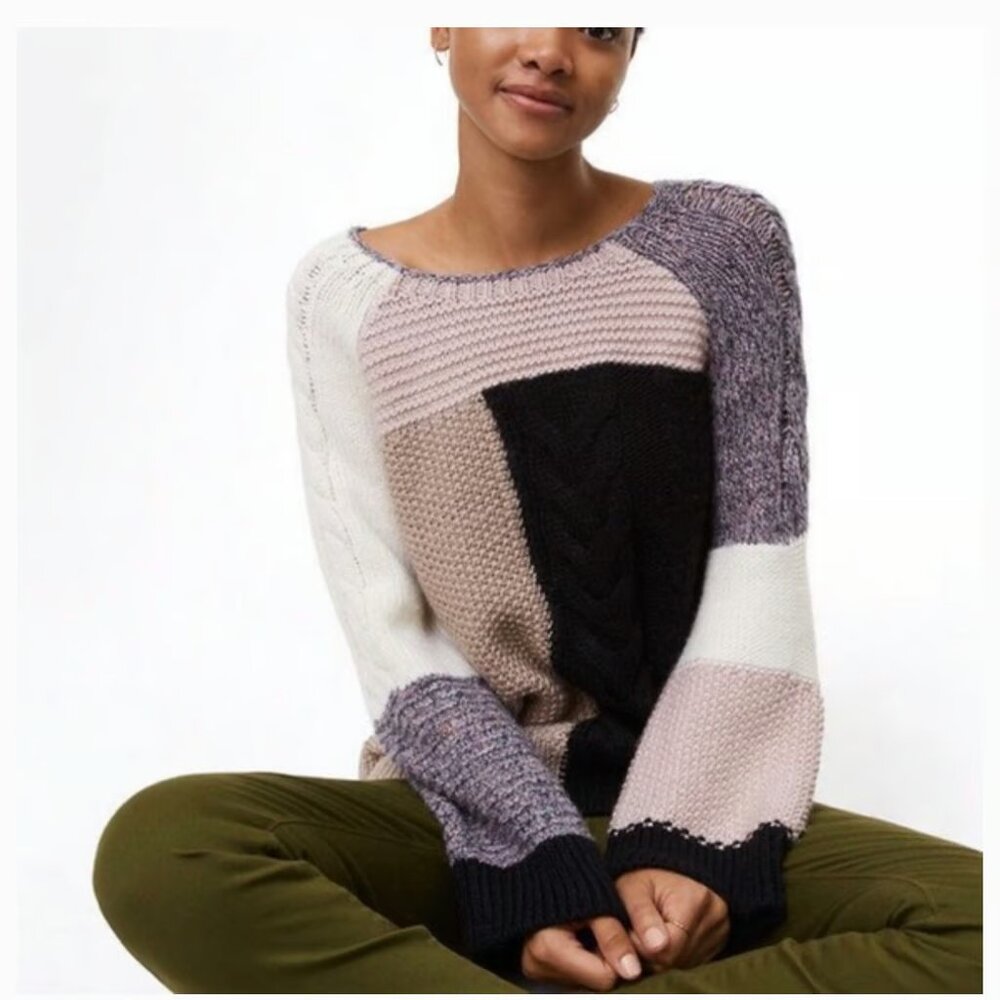 LOFT Modern Patchwork Sweater (size M)
